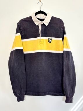 Vintage 90s U.S. Cavalry 101st Airborne Rugby Shirt Men XL Military Preppy Faded
